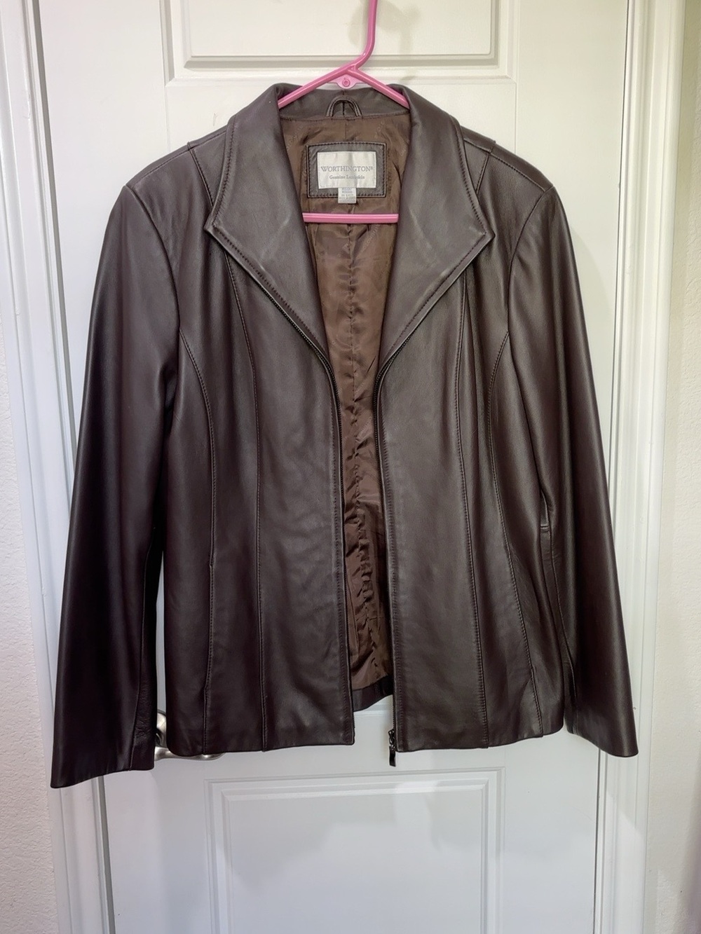 Worthington Genuine Leather Brown Jacket Women’s Medium Moto Style